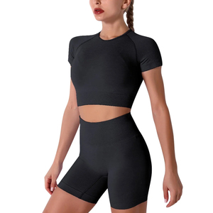 Top Design Ladies Gym Active Wear Moda Color sólido Imprimir Fitness Mujeres Yoga Sets Cintura alta Yoga Sport Sets Uso en el entrenamiento - Product Image 2
