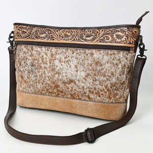 Bolso cruzado de piel de vaca hecho a mano para mujer, diseño de borde Floral bohemio, Correa única, forro de algodón ligero alto - Product Image 5