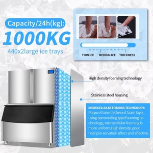 Machine à glaçons industrielle de haute qualité, grande capacité, pour blocs de glace, cubes, flocons, neige congelée, en acier inoxydable, productivité automatique - Product Image 1