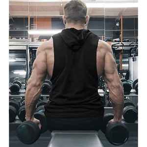 Transpirable hombres entrenamiento con capucha camisetas sin mangas culturismo músculo corte camiseta sin mangas gimnasio sudaderas con capucha personalizadas - Product Image 5