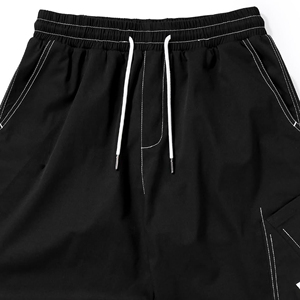 Casual 100% Cotton Sports Men's Fleece <b>Trousers</b> <b>Elastic</b> Mid <b>Waist</b> Loose Fit UV Protection Sweatpants Straight Outdoor Summer - Product Image 2