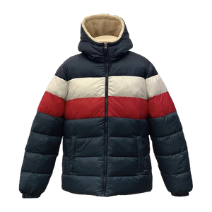 Veste matelassée formelle avec logo personnalisé pour hommes Manteaux d'hiver épais en polyester avec capuche détachable - Product Image 1