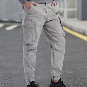 Pantalones Cargo informales ligeros para hombre, ropa de calle de cintura media con patrón recto y lavado oscuro para correr - Product Image 6