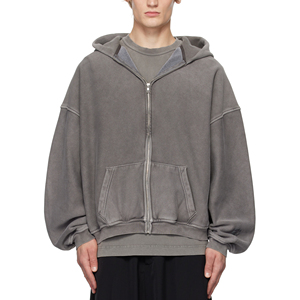 Ropa de calle personalizada marca 100% algodón lavado ácido Sudadera con capucha en blanco hombro caído lavado vintage sudadera con cremallera - Product Image 1