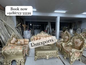 ชุดโซฟาห้องนั่งเล่นหรูหราพิเศษสำหรับวิลล่าชั้นสูงชุดโซฟาสไตล์คลาสสิกแกะสลักไม้เนื้อแข็ง - Product Image 4