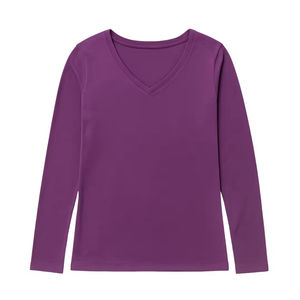 T-shirt d'hiver à manches longues et col rond pour femme, imprimé, en polyester/coton, pré-rétréci, certifié, doux, coupe classique - Product Image 1