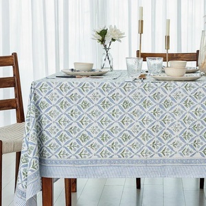 ผ้าคลุมโต๊ะทานอาหารทำจากผ้าฝ้ายลายดอกไม้ทำด้วยมือปรับแต่งสีและขนาดได้ทันสมัยทำจากเหล็กสีน้ำเงิน - Product Image 2
