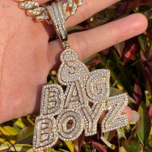 Pendentif Baguette Iced S Money Bag Boyz plaqué or 14 carats, luxe tendance, personnalisé, moissanite, hip hop, bling, argent sterling, cadeau, fête - Product Image 5