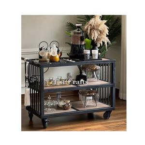 Three Tier Rectangular Shape Serving Cart <b>Trolley</b> In Wooden And Iron Serving <b>Trolley</b> For Home Hotel Usage - Product Image 1