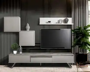 Pensile rtv sideboard tv stand 250cm lowboard unità parete legno bianco