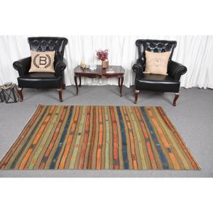 พรมคิลิมวินเทจขนาด 4.2x6.7 ฟุต พรมตุรกี ลายต้นไม้สีส้ม พรมขนสัตว์ - Product Image 2