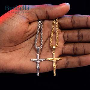 14k White Gold Plated 925 Sterling <b>Silver</b> Crucifix Cross <b>Pendant</b> For <b>Men</b> - Product Image 3