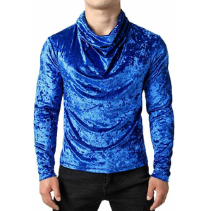 OEM Custom Made Men's Long Sleeve 220g High Quality <b>Velvet</b> Velour T-<b>Shirt</b> O Neck Winter Ready Eco-Friendly Quick Dry Breathable - Product Image 2