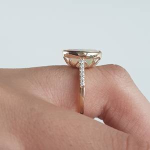 14K <b>Gold</b> Natural Ethiopian Welo <b>Opal</b> Accent Diamond Solitaire Luxury <b>Ring</b> October Birthstone Bezel Set Unisex Wedding Party - Product Image 4