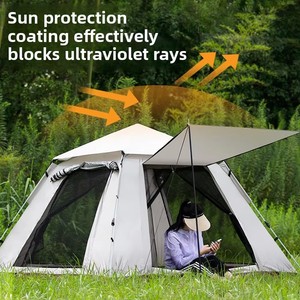 Carpa Familiar Resistente para Acampar, Fácil de Instalar, con Toldo Impermeable para Acampar en la Playa y Hacer Picnic al Aire Libre - Product Image 5