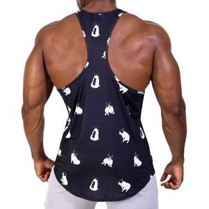 Nueva Camiseta sin Mangas Estampada para Hombre, Estilo Y-Back, con Aberturas, para Gimnasio, al por Mayor, Ropa Deportiva Lisa para Sublimación - Product Image 5