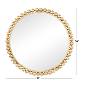 Miroir mural décoratif de luxe rond de conception moderne Miroir mural en métal doré avec perles Miroir décoratif mural - Product Image 5