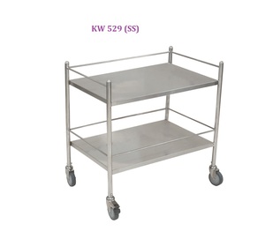 Chariot d'instrument de source d'alimentation manuelle en acier inoxydable 304 de haute qualité Double Rails sans tiroir pour instruments chirurgicaux - Product Image 5