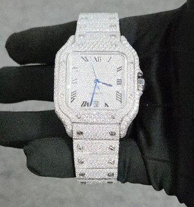 Hip Hop Square Iced Out VVS Moissanite Diamond Stainless Steel Custom Logo Mechanical Watch 41mm Analog Dial for Men - Product Image 2