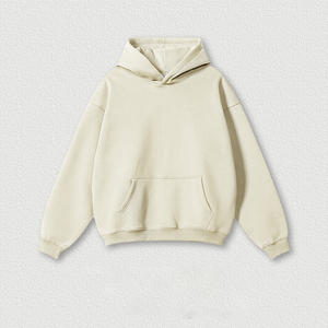 Alta calidad 345 Gsm Heavyweight Pullover Hombres Sudadera con capucha de gran tamaño Fleece No String Hoodies - Product Image 3