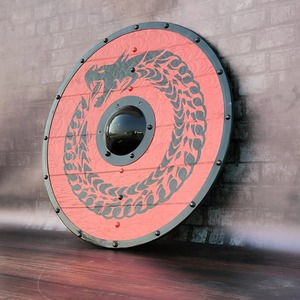 Bouclier de dragon rond médiéval personnalisé, authentique bouclier en bois viking pour les batailles par fabricant de couteaux - Product Image 2