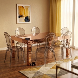 Mesa de Comedor Cuadrada Plegable de Madera Maciza con Espejo de Vidrio para 8-12 Personas, para Eventos de Hotel, Bodas, Talleres, <span class=keywords><strong>Alquiler</strong></span>, Color Oro Rosa - Product Image 1