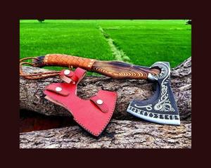 Handmade Custom Carbon Steel Viking <b>Axe</b> with <b>Wooden</b> Handle Industrial Grade Bearded Survival Outdoor <b>Axe</b> - Product Image 6