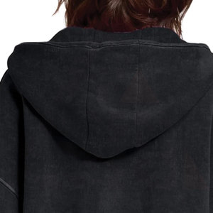 Sweat à capuche en molleton délavé pour femme avec motif imprimé personnalisé sur le devant, doublure en polaire douce, couleur unie, hiver - Product Image 3