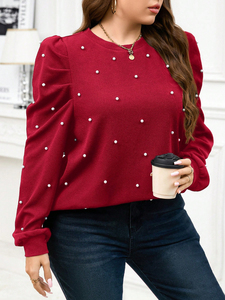 เสื้อสเวตเตอร์แบบสวมหัวของผู้หญิงเสื้อกันหนาวถักวาฟเฟิลวาฟเฟิลสีพื้นสไตล์มุกกำหนดเอง - Product Image 2
