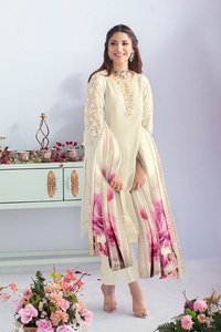 Tunique de créateur moderne à broderie élégante avec pantalon cigarette et Dupatta prête à l'emploi par Fabzone India pour femme - Product Image 3