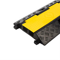 Wesure Safety S1304 Pelindung Kabel Jalan Raya Tugas Berat Dua Kanal Model Lipat Kuning+Hitam Karet+PVC Visibilitas Tinggi