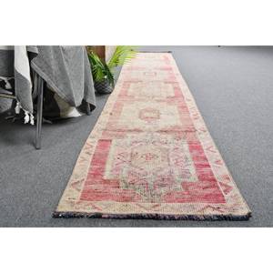 Tapis turc vintage de grande surface 21x123 pieds, fait à la main, beige, rose, patchwork, laine, latex, abstrait rectangulaire pour adolescents - Product Image 4