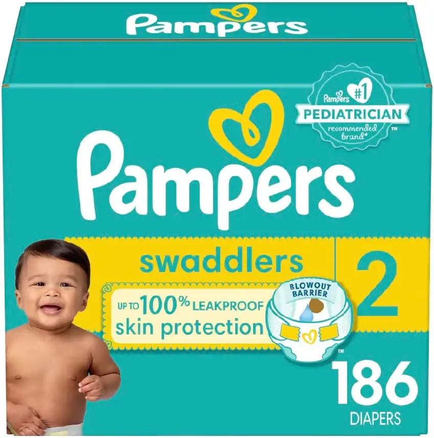 Best Quality Original Pampersing Swaddlers Disposable Baby Diapers, Diapers Size 2, 186 Count(Packaging May Vary)