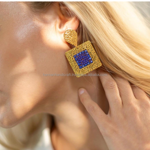 Light Weight Seed Bead Embroidery Earrings Embroidered Beaded Earrings Beaded Embroidery Earrings Handcrafted Full Customize - Product Image 2