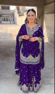 Dernier concepteur lourd Faux Georgette broderie séquence travail Sharara costume haute qualité pakistanais Saree Salwar pour les fêtes - Product Image 5