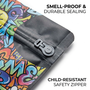 Custom Printing Black Holographic 3.5g Mylar Bags Exotic Clear Window Child Resistant Zipper 3.5g Smell Proof Bags - Product Image 3