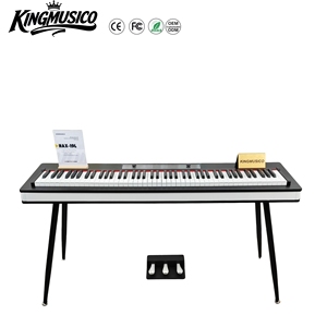 <span class=keywords><strong>Orgue</strong></span> électronique numérique blanc avec touches lestées et <span class=keywords><strong>bouton</strong></span> tactile intelligent, USB MIDI, 3 pédales, support de piano - Product Image 1