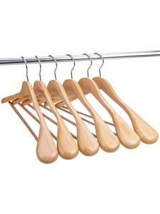 ESTILOS HECHO A MANO MEJOR Estilo boutique de alta calidad Percha de madera de loto de grado con muescas con percha de traje de barra - Product Image 4