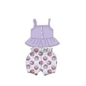 Top peplo tinta unita e fondi spezzati boccioli di fiori stile Casual set di abbigliamento Boutique per <span class=keywords><strong>ragazze</strong></span> e bambini per l'estate - Product Image 1