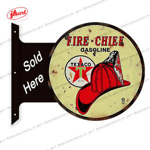 定制双面紫外印刷汽油机油出售这里法兰圆形锡标志人洞穴车库酒吧墙壁装饰金属标志 - Product Image 3