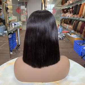 Perruques Bob en Cheveux Humains Vierges Lisses de Haute Qualité, 8 Pouces, avec Lace Frontale 5x5, Sans Colle, Bonnets en Dentelle Confortables et Doux - Product Image 3