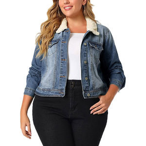 À la mode dynamique femmes Denim veste mode à manches longues court Denim porter col de fourrure culture décontracté Patch Denim veste pour les femmes - Product Image 5