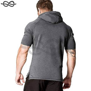 Sweat à capuche à manches courtes pour hommes Workout Gym Sweatshirt Muscle Fit Fashion Athletic Hoodies Pullover Cotton Hooded Active Lifestyle - Product Image 4