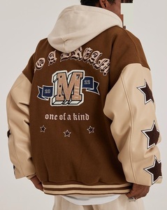 Vente en gros Service OEM Logo personnalisé Hiver Vintage School College Vestes pour hommes Manteau coton chaud Letterman Varsity Vestes - Product Image 2