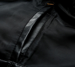 เสื้อแจ็คเก็ตหนังแกะแท้คุณภาพสูงสำหรับผู้ชาย ดีไซน์ทันสมัย พร้อมผ้าแคนวาส เหมาะสำหรับฤดูใบไม้ผลิและฤดูใบไม้ร่วง - Product Image 5