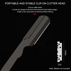 Maquinilla de afeitar de peluquero con borde de acero recto clásico, cuchillo de afeitar plegable, mango de madera, cuerpo facial de seguridad Manual de acero inoxidable único - Product Image 3