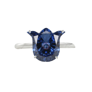 Anillo de Compromiso Solitario de Moda con Diamante Cultivado en Laboratorio con Corte Tulipán Azul Fantasía, Certificado GIA IGI, Oro Fino 925, Chapado en Oro de 18k, Regalo - Product Image 1