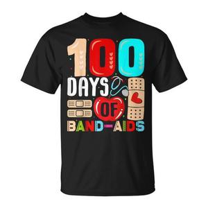 T-shirt promozionale per il 100° giorno di lavoro dell'infermiera scolastica con 100 cerotti - Regalo di apprezzamento - Product Image 1
