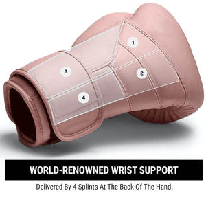 Guantes de boxeo rosas Diseño elegante Elaborado a partir de cuero sintético duradero Ideal para entrenar Guantes de boxeo resistentes de 16oz - Product Image 4