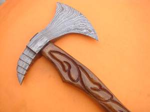 Handmade Damascus Steel Viking <b>Axe</b> Custom Industrial Grade Outdoor Camping Hatchet with Wood <b>Handle</b> Leather Case Hot Selling - Product Image 4